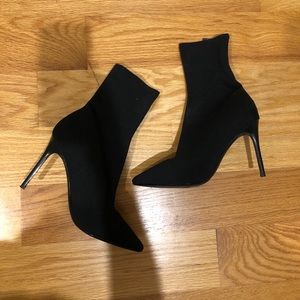 Pure Navy Black Stiletto Sock Booties
